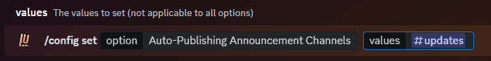 Usage of the slash command to configure auto publisher