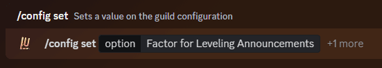 The /config set option:Factor For Leveling Announcements
command